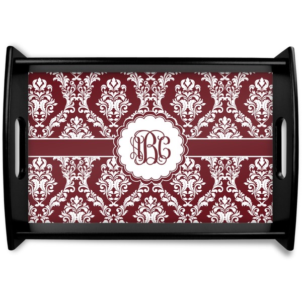 Custom Maroon & White Black Wooden Tray - Small (Personalized)