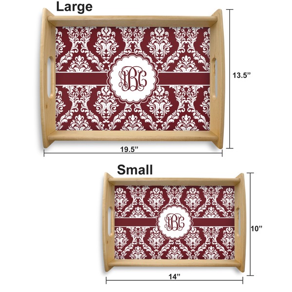 Maroon & White Serving Tray Wood Sizes