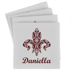 Maroon & White Absorbent Stone Coasters - Set of 4 (Personalized)