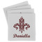 Maroon & White Set of 4 Sandstone Coasters - Front View