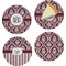 Maroon & White Set of Appetizer / Dessert Plates