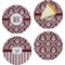 Maroon & White Set of 4 Glass Appetizer / Dessert Plate 8" (Personalized)
