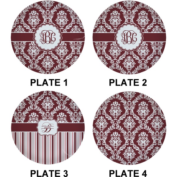 Maroon & White Set of Lunch / Dinner Plates (Approval)