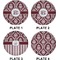 Maroon & White Set of Lunch / Dinner Plates (Approval)