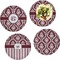Maroon & White Set of Lunch / Dinner Plates