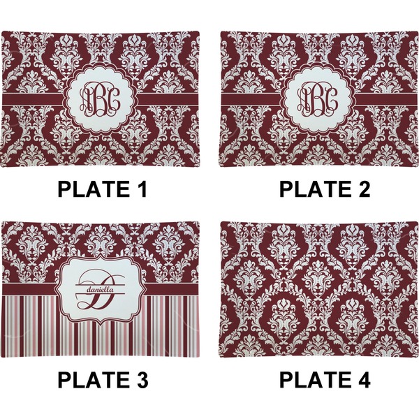 Maroon & White Set of Rectangular Appetizer / Dessert Plates (Approval)