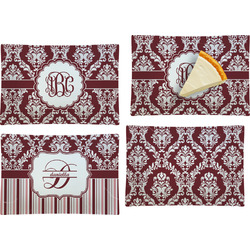 Maroon & White Set of 4 Glass Rectangular Appetizer / Dessert Plate (Personalized)