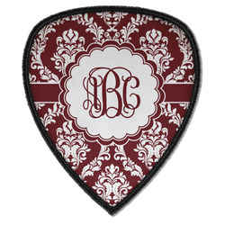 Maroon & White Iron on Shield Patch A w/ Monogram