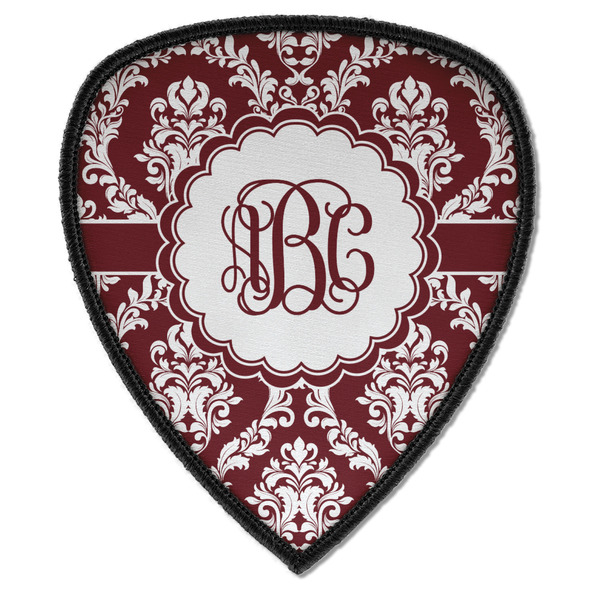 Custom Maroon & White Iron on Shield Patch A w/ Monogram