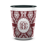 Maroon & White Ceramic Shot Glass - 1.5 oz - Two Tone - Set of 4 (Personalized)
