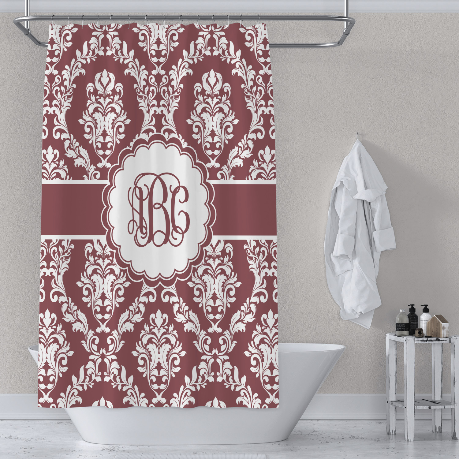 Maroon & White Shower Curtain 71"x74" (Personalized) YouCustomizeIt