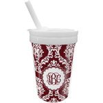 Maroon & White Sippy Cup with Straw (Personalized)