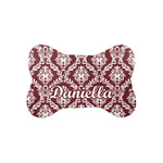 Maroon & White Bone Shaped Dog Food Mat (Small) (Personalized)