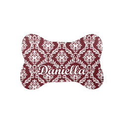 Maroon & White Bone Shaped Dog Food Mat (Small) (Personalized)
