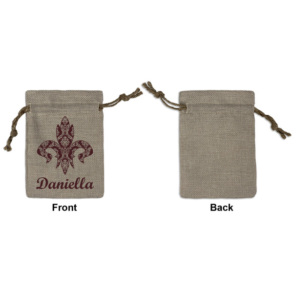Maroon & White Small Burlap Gift Bag - Front Approval
