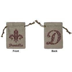 Maroon & White Small Burlap Gift Bag - Front & Back (Personalized)