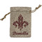 Maroon & White Small Burlap Gift Bag - Front