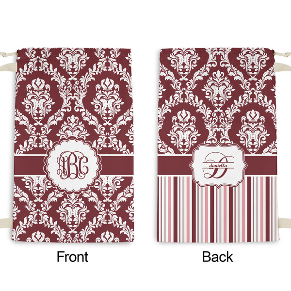 Maroon & White Small Laundry Bag - Front & Back View