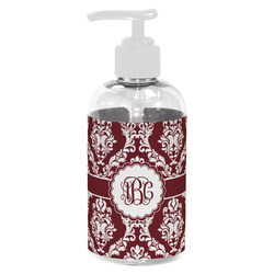Maroon & White Plastic Soap / Lotion Dispenser (8 oz - Small - White) (Personalized)