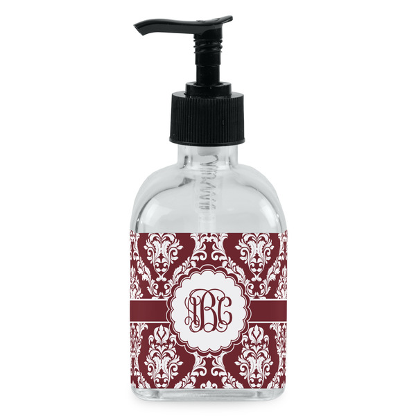 Custom Maroon & White Glass Soap & Lotion Bottle - Single Bottle (Personalized)