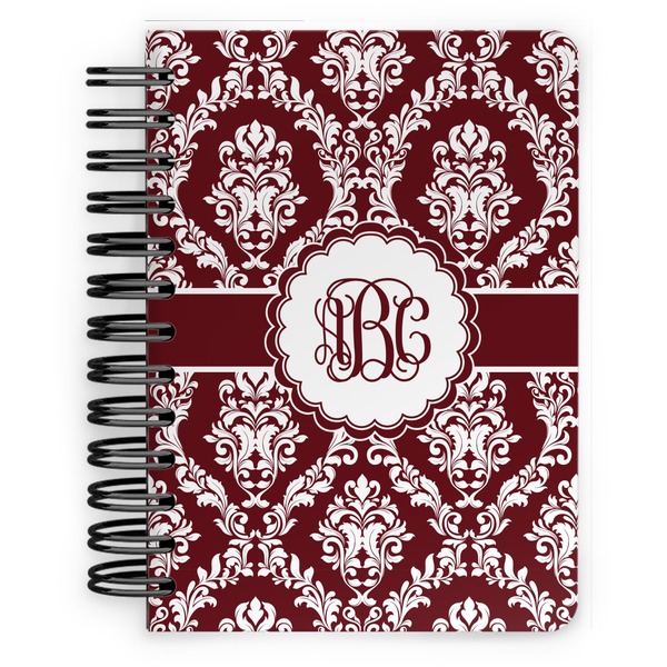 Custom Maroon & White Spiral Notebook - 5x7 w/ Monogram