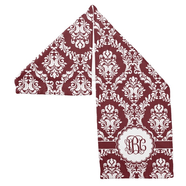 Maroon & White Sports Towel Folded - Both Sides Showing