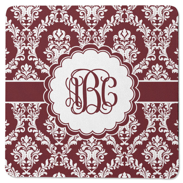 Maroon & White Square Coaster Rubber Back - Single