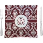 Maroon & White Glass Square Lunch / Dinner Plate 9.5" (Personalized)