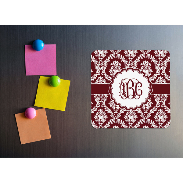 Maroon & White Square Fridge Magnet - LIFESTYLE