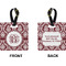 Maroon & White Square Luggage Tag (Front + Back)