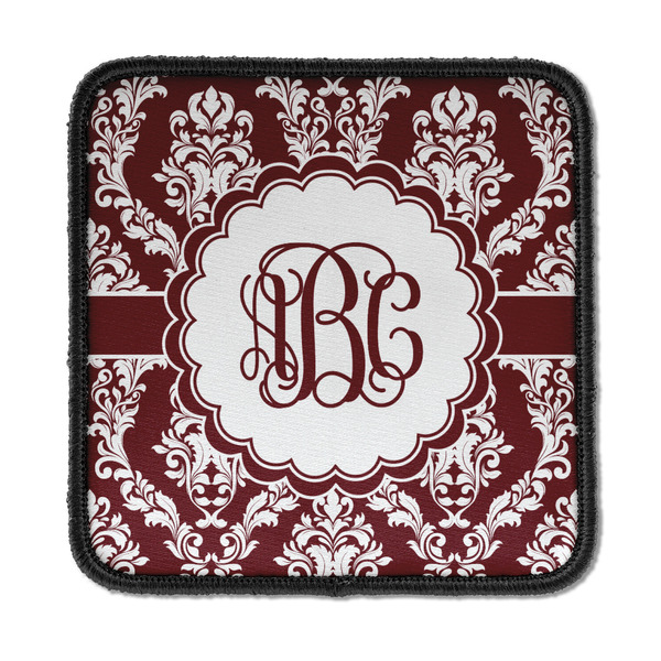 Custom Maroon & White Iron On Square Patch w/ Monogram