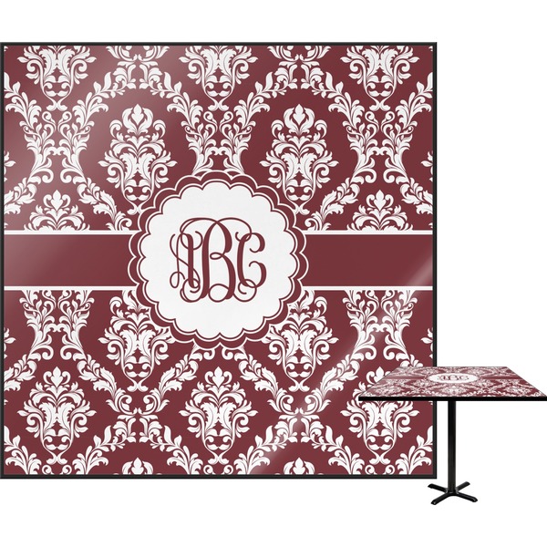 Custom Maroon & White Square Table Top - 24" (Personalized)