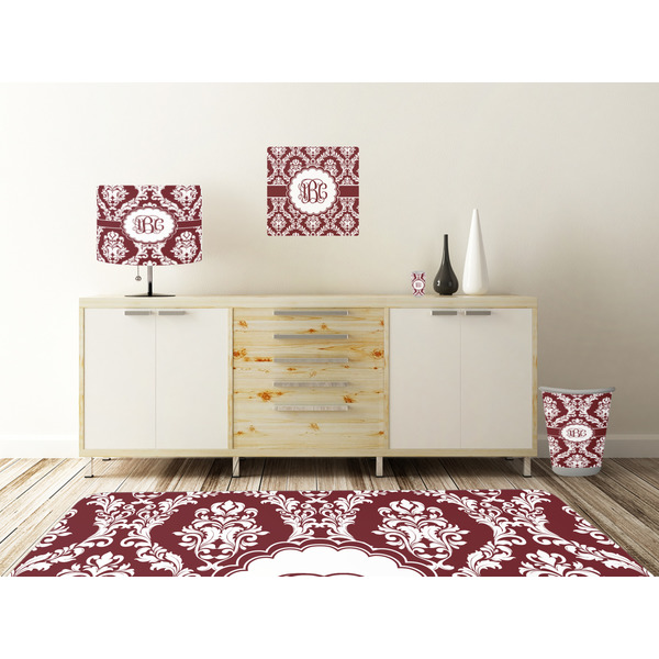 Maroon & White Square Wall Decal Wooden Desk
