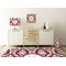 Maroon & White Square Wall Decal Wooden Desk