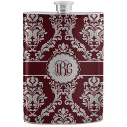 Maroon & White Stainless Steel Flask (Personalized)