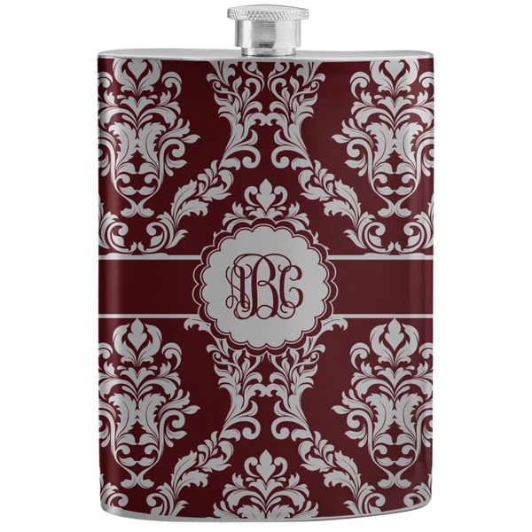 Custom Maroon & White Stainless Steel Flask (Personalized)