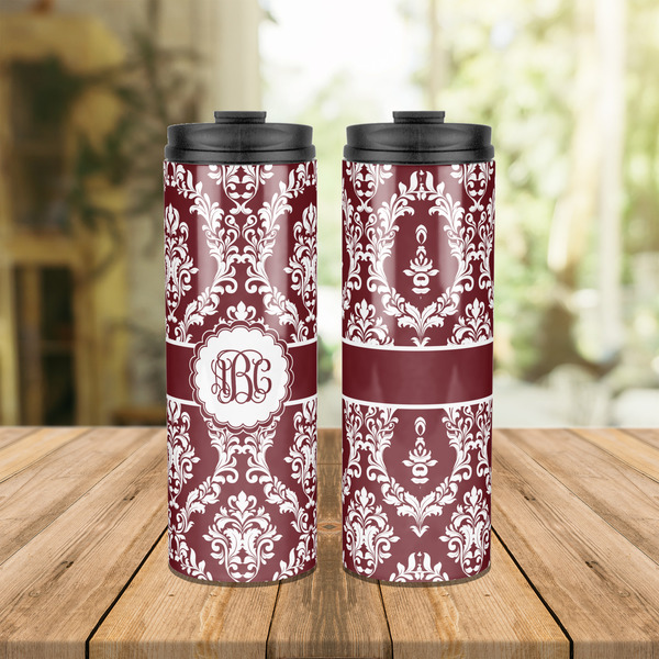 Maroon & White Stainless Steel Tumbler - Lifestyle