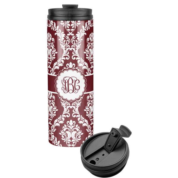 Custom Maroon & White Stainless Steel Skinny Tumbler (Personalized)