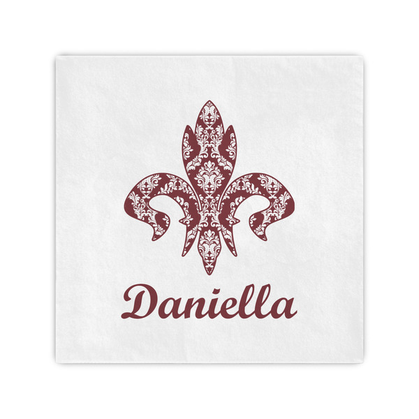 Custom Maroon & White Cocktail Napkins (Personalized)