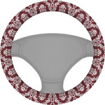 Maroon & White Steering Wheel Cover