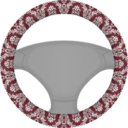 Maroon & White Steering Wheel Cover (Personalized)