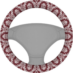 Maroon & White Steering Wheel Cover