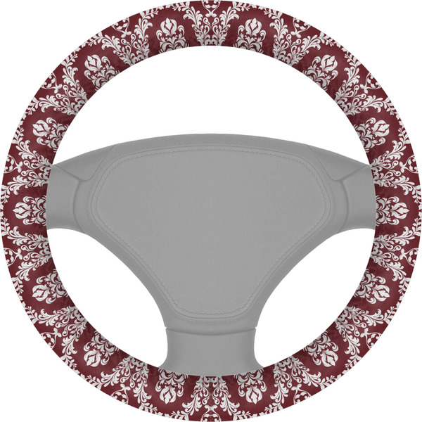 Custom Maroon & White Steering Wheel Cover