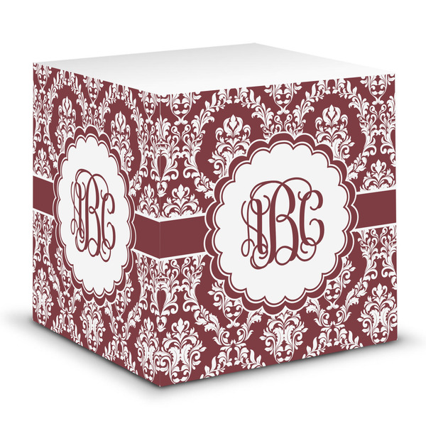 Custom Maroon & White Sticky Note Cube (Personalized)