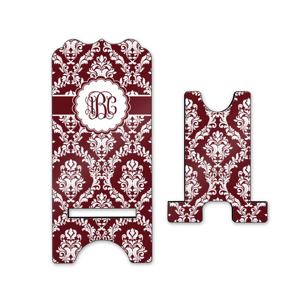 Maroon & White Stylized Phone Stand - Front & Back - Small