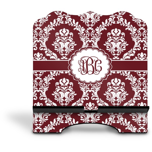 Maroon & White Stylized Tablet Stand - Front without iPad