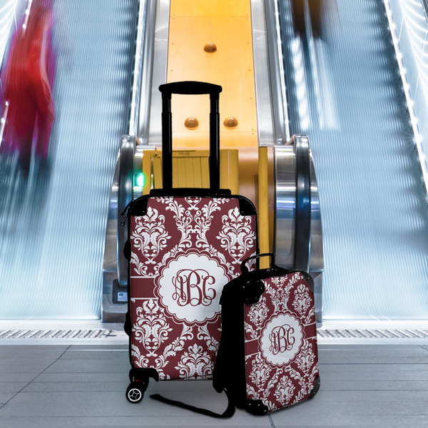 Maroon & White Suitcase Set 4 - IN CONTEXT