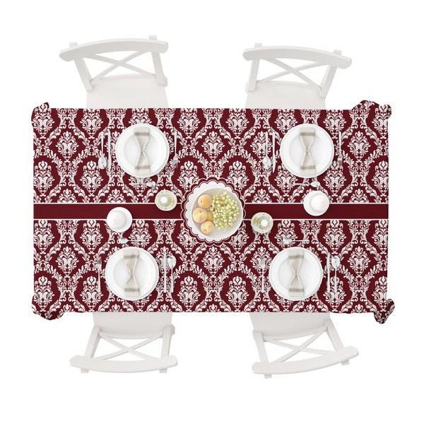 Maroon & White Tablecloths (58"x102") - TOP VIEW