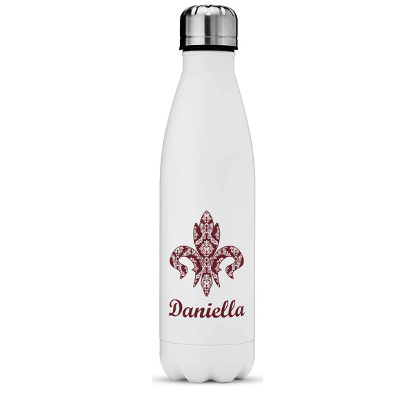 Custom Maroon & White Water Bottle - 17 oz. - Stainless Steel - Full Color Printing (Personalized)