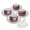 Maroon & White Tea Cup - Set of 4